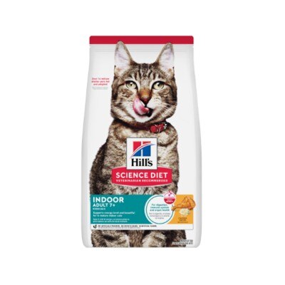 힐스 사이언스 다이어트 어덜트 7+ 인도어 1.6kg 사료 패키지입니다.
